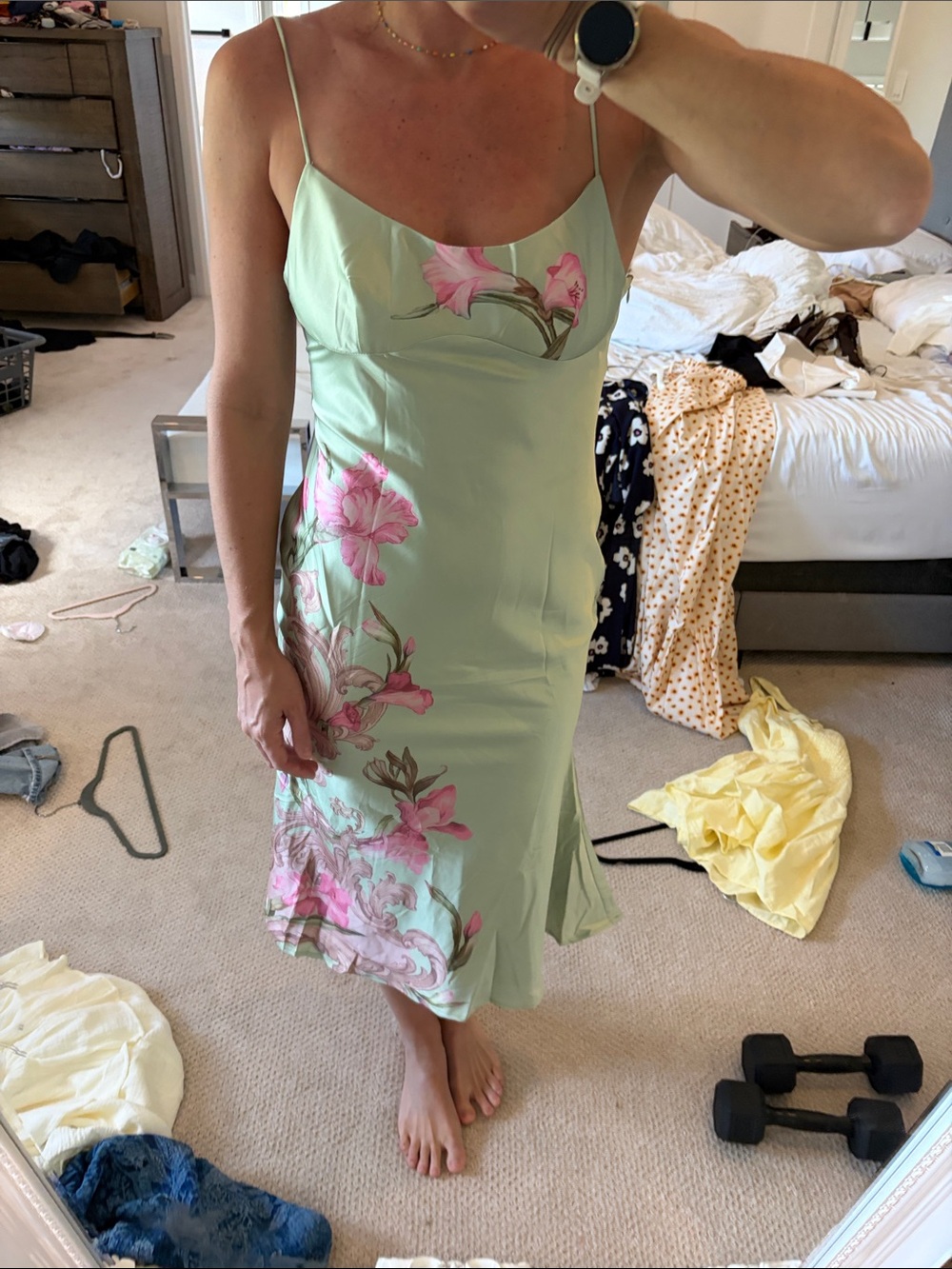 NWT Cider mint green Dress with pink florals. Adjustable straps/back